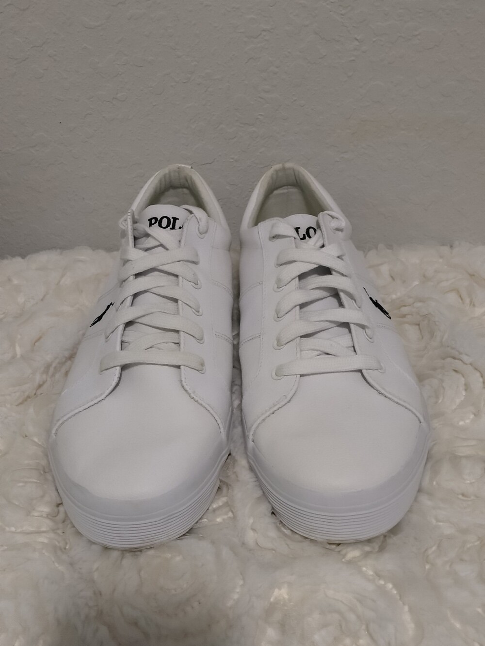 Polo Ralph Lauren White Sneaker with Navy & Gold Logo - Picture 7 of 11